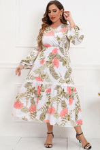 Load image into Gallery viewer, Plus Size Spliced Lace Surplice Balloon Sleeve Maxi Dress