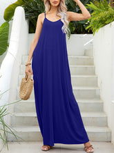 Load image into Gallery viewer, Spaghetti Strap V-Neck Maxi Dress with Pockets