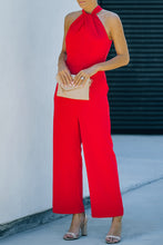 Load image into Gallery viewer, Twisted Grecian Neck Wide Leg Jumpsuit