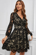 Load image into Gallery viewer, Long Sleeve Surplice Neck Lace Dress