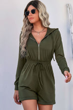 Load image into Gallery viewer, Zip Up Drawstring Detail Hooded Romper