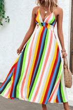 Load image into Gallery viewer, Multicolored Stripe Crisscross Backless Dress
