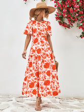 Load image into Gallery viewer, Floral Round Neck Tied Open Back Dress