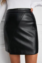 Load image into Gallery viewer, Vegan Leather Mini Skirt with Slit