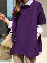 Load image into Gallery viewer, Plus Size Round Neck Slit Short Sleeve Sweater