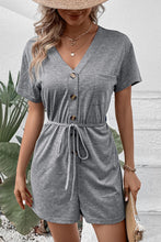 Load image into Gallery viewer, V-Neck Short Sleeve Tied Romper