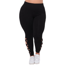 Load image into Gallery viewer, Solid Criss-Cross Hollow Out Leggings - Alycia Mikay Fashion 