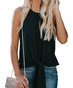 Topstype Front Tie Keyhole Blouse