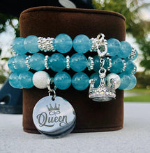 Load image into Gallery viewer, Aqua Color Quartzite 3-piece Bracelet Set - Alycia Mikay Fashion 